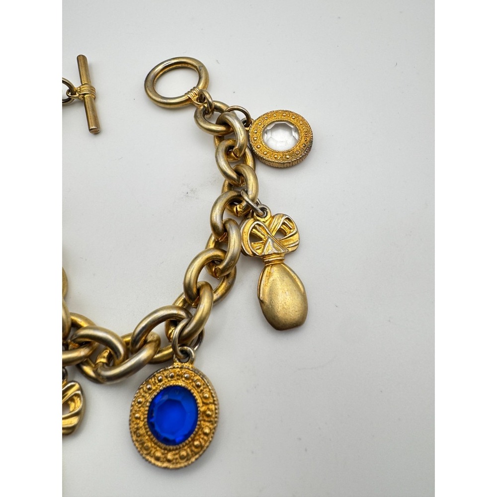 Vintage Elizabeth Taylor Charm Bracelet White Diamonds Perfume Toggle Clasp - Picture 2 of 10